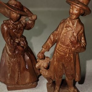 Elegant Brown Wooden Figurines Set